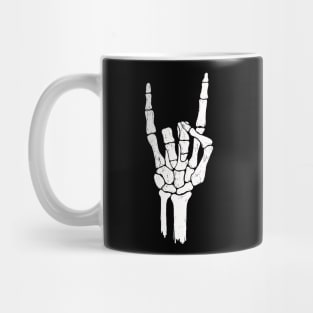 Skelteton Hand Rock Horns Devil Horns Metal Music Fan Mug